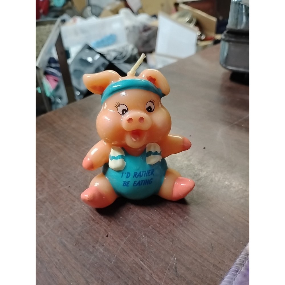 vintage pig Workout I'd Rather Be Eating candle